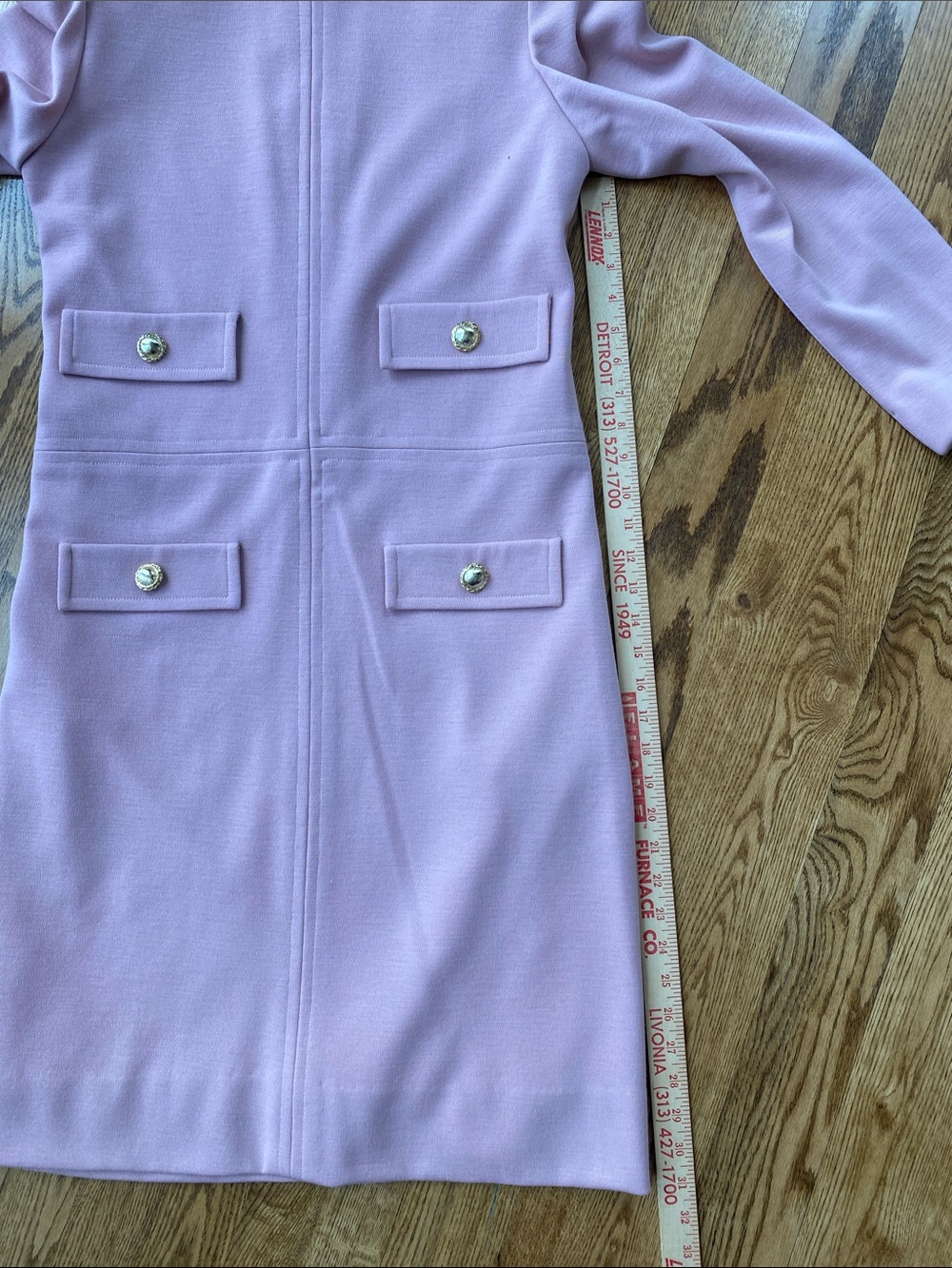 Vintage Helga powder pink Jackie O First Lady dress faux pocket size medium knit - Picture 15 of 16
